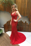 2024 Prom Vestidos Correas Tulle Con Perlas Y Strass Sirena