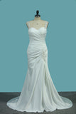 2024 Stretch Satin Wedding Dresses Sirena con cuentas y volantes Nueva llegada