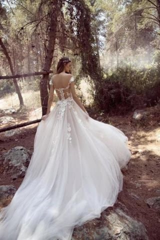 Princesa Ivory Casquillo de la manga de tul vestidos de novia baratos baratos