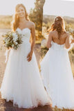 Sweetheart Ball Gown Wedding Dresses Tulle palabra de longitud con cuentas y apliques