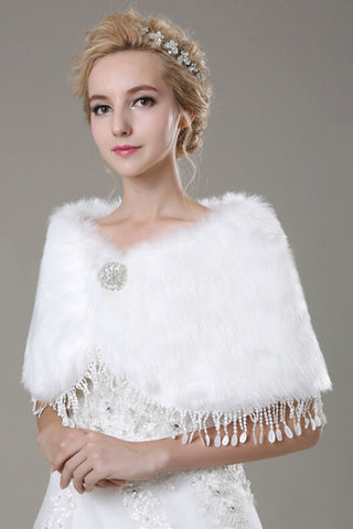 Elegante Faux Fur abrigo de la boda MPJ140943