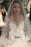 2024 vestido de baile de manga larga mangas Tulle vestidos de novia con apliques y cuentas