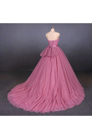 Vestidos de novia sin tirantes de princesa Ball Gown con encaje, vestidos de quinceañera