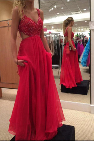 Vestidos de fiesta rojos hermosos de encaje de gasa fluidos largos para adolescentes