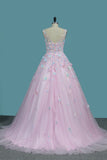 2024 Vestidos de quinceañera A-Line Tulle con apliques Sweep Train Zipper Volver