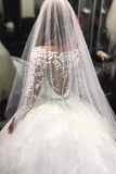 2024 vestido de baile de manga larga mangas Tulle vestidos de novia con apliques y cuentas