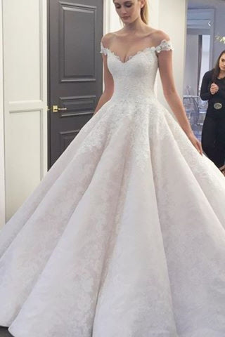 2024 Nuevos vestidos de boda de la llegada A - Línea Tulle con Appliques del hombro