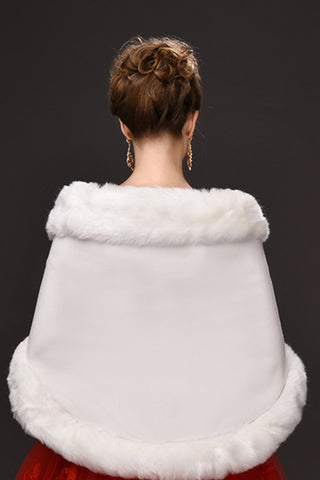 Elegante Faux Fur abrigo de la boda con rebordear