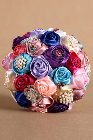 Rosas roundrhinestone broche de cristal rosas ramo de la boda (26 * 22cm)