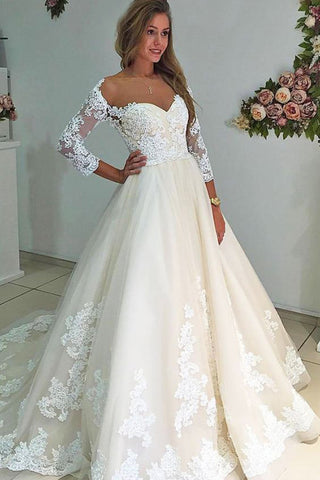 Vestidos de novia de encaje modestos y hermosos con vestidos de gala y mangas Vestidos de novia