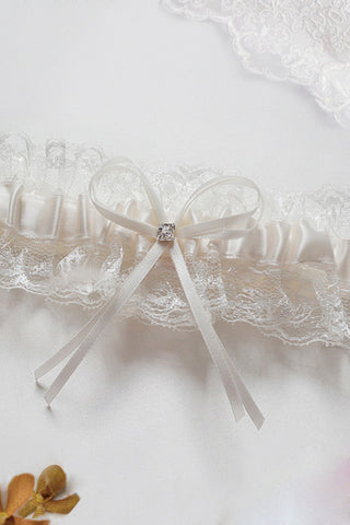 Raso / encaje con ligas de boda bowknot / Rhinestone