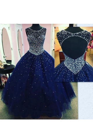 2024 Tulle Prom Dresses una cucharada de línea con rebordear longitud del piso abierto atrás