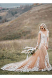 Vestido de novia Boho de manga larga con apliques de sirena de tul