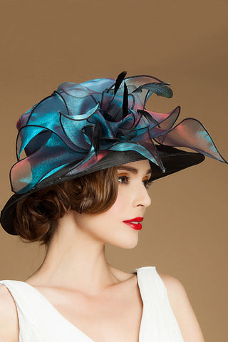 Organza señoras llamativas con Bowler / sombrero cloche