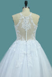 2024 Tulle & Lace Wedding Dresses Scoop A Line con apliques Sweep Train