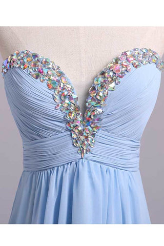 2024 vestidos de baile una línea corta / mini gasa del amor con diamantes de imitación