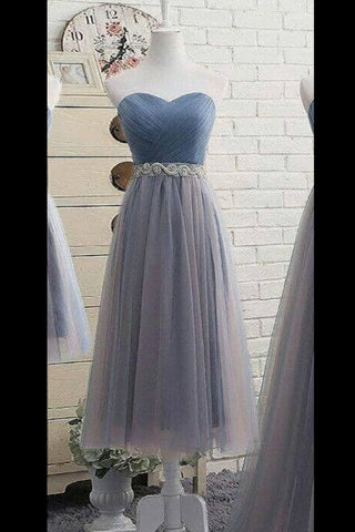 2024 simple vestido de baile de fin de curso una línea de amor con sash Tulle té de longitud